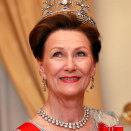 Dronning Sonja under gallamiddagen på Brdo slott  (Foto: Lise Åserud / Scanpix)